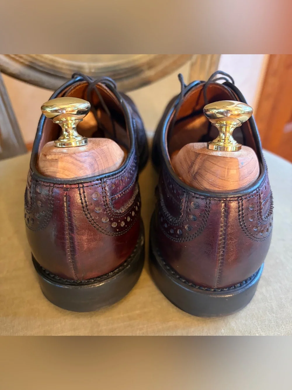 Allen Edmonds McAllister Premium Leather Wingtip Oxfords 9D Burgundy